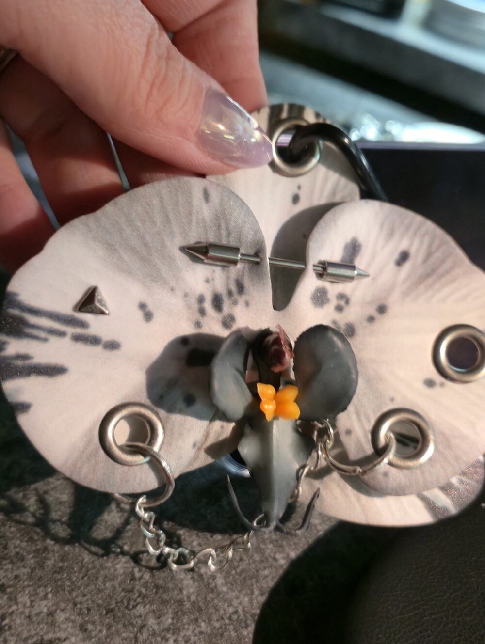 Pierced Orchid bag charms